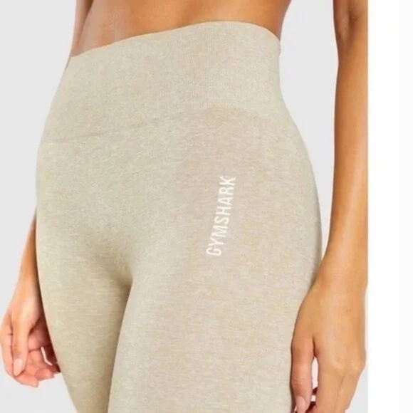 Gymshark 2 Piece Set, Adapt Marl Seamless Crop Top and Leggings,  Beige, Size M - Picture 6 of 12